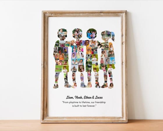 1 Girl 3 Boys Photo Collage Gift, 4 Besties Gift, Custom Friends Gift, Canva Photo Collage, BFF Collage, Friendship Day Gift, Kids Friendshi