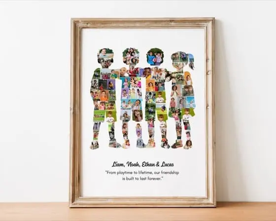 1 Girl 3 Boys Photo Collage Gift, 4 Besties Gift, Custom Friends Gift, Canva Photo Collage, BFF Collage, Friendship Day Gift, Kids Friendshi