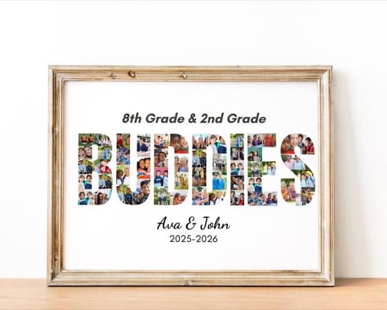 Personalized Buddies Photo Collage | Custom Canva Frame | Best Friends Photo Gift | Editable Digital Download