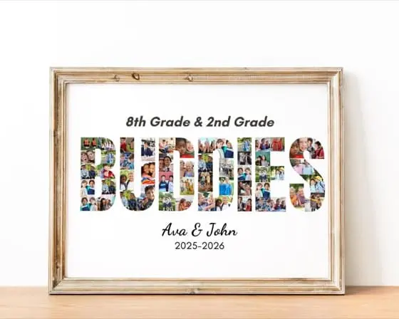 Personalized Buddies Photo Collage | Custom Canva Frame | Best Friends Photo Gift | Editable Digital Download