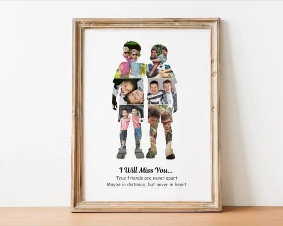 2 boys photo collage personalized best friend gift for boys friendship, BFF boys birthday gift, male friendship gift and farewell photo gift
