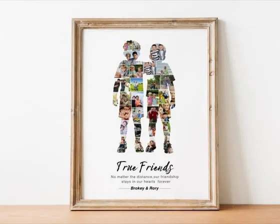 2 boys photo collage personalized best friend gift for boys friendship, BFF boys birthday gift, male friendship gift and farewell photo gift