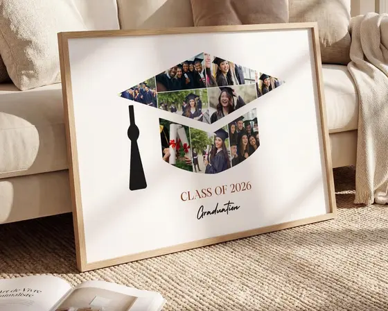 Graduation Cap Photo Collage Template: Senior Gift (Editable in Canva)