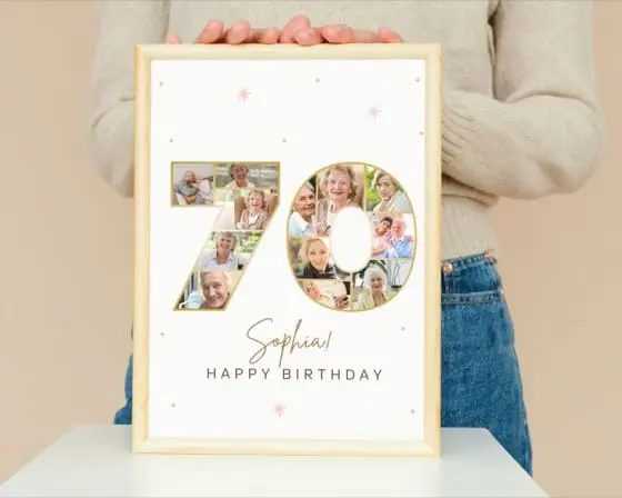 70th Birthday Photo Collage Gift: Canva Template (Digital Download)