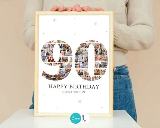 90th Birthday Photo Collage: Canva Template (Digital Download)