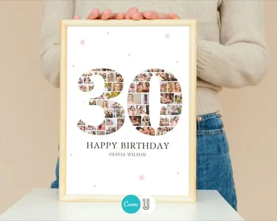 30th Birthday Photo Collage Template: Canva Frames (Digital File)