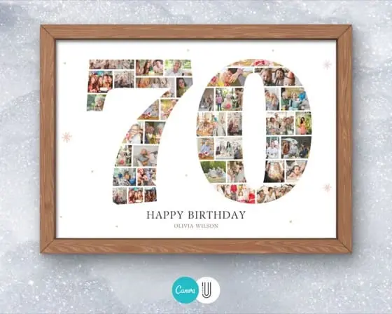 70th Birthday Photo Collage Gift: Canva Template (Digital Download)