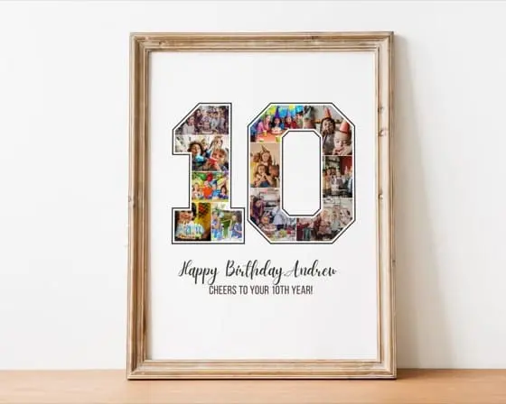 Custom 10th Birthday Photo Collage: Personalized Canva Template (Digital Download)