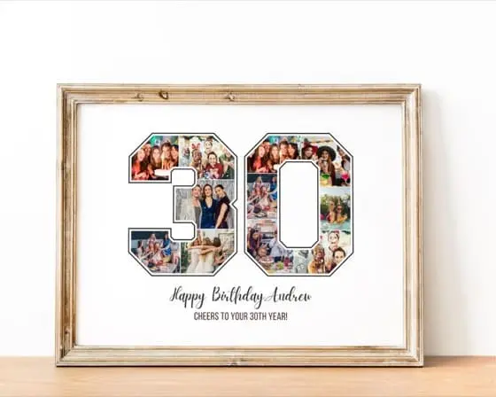 30th Birthday Photo Collage Frame: Canva Template (Digital Download)