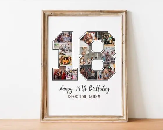 18th Birthday Photo Collage: Custom Number 18 Gift (Digital File)