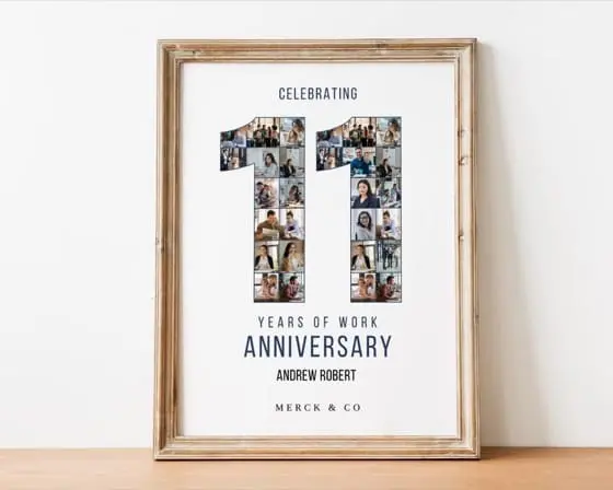 11th Work Anniversary Photo Collage Gift (Digital File)
