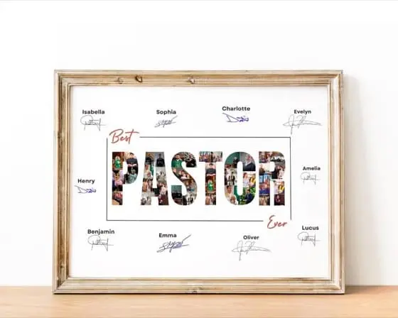 Pastor Photo Collage Gift for Youth Anniversary, 5 Years Pastor, Pastor Appreciation, Personalized Anniversary and Birthday Gift for Husband