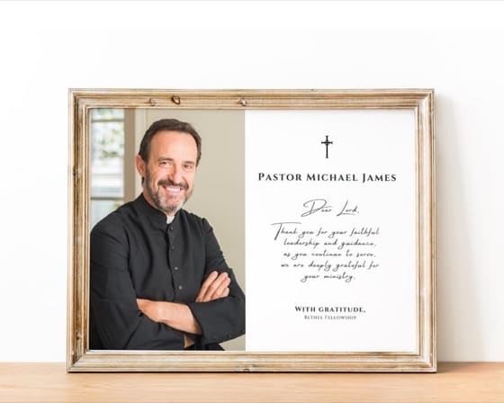 Custom Pastor Appreciation Photo Frame: Bible Verse Gift (Digital File)