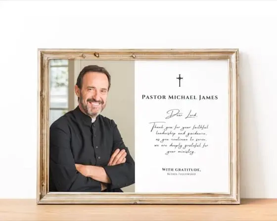 Custom Pastor Appreciation Photo Frame: Bible Verse Gift (Digital File)