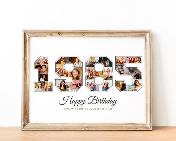 1985 Birthday Photo Collage: Personalized Number Gift (Digital File)