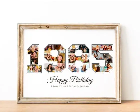 1985 Birthday Photo Collage: Personalized Number Gift (Digital File)