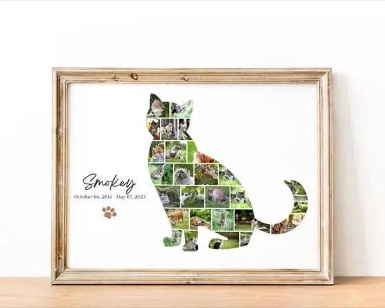 Cat Shaped Collage for Cat Family, Personalized Cat Lover Photo, Custom Pet Portrait, Memorial Photo Gift for Cat Mom and Animal Owner