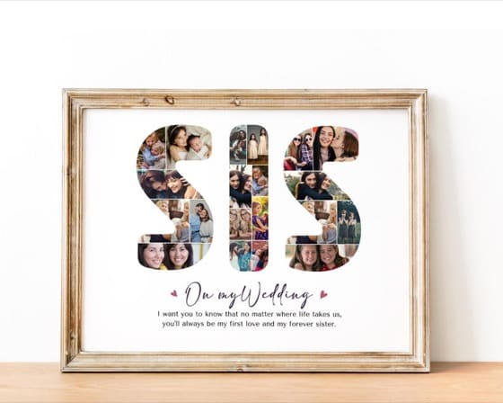 Personalized Sister Photo Collage, Wedding Gift (Digital File)