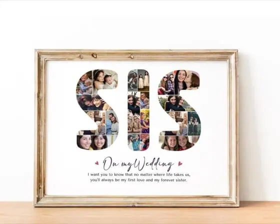 Personalized Sister Photo Collage, Wedding Gift (Digital File)