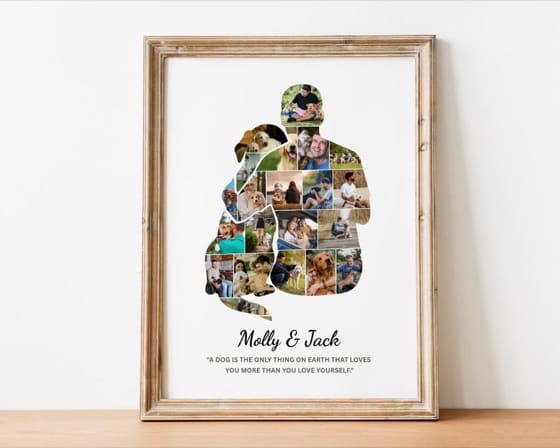 Personalized Dog & Man Photo Collage: Custom Pet Keepsake (Digital Download)