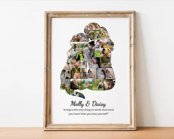 Custom Dog Photo Collage Template, Dog and Girl Photo Collage Gift, Dog Lover Memorial, Custom Pet Collage