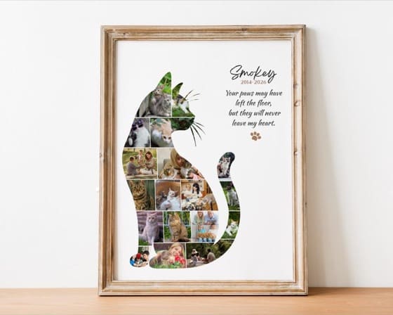 Cat Photo Collage Cat Shaped Collage Personalized Gifts for Pets Cat Lover Photo Memorial Gift for Pet Lovers Cat Family