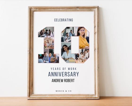 10th Work Anniversary Photo Collage Gift (Digital File)
