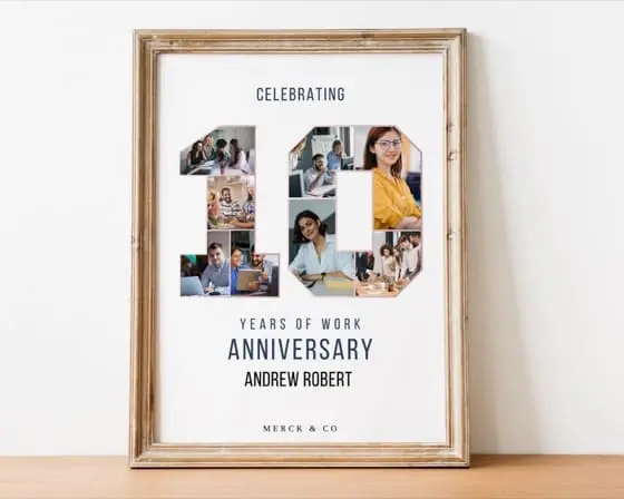 10th Work Anniversary Photo Collage Gift (Digital File)