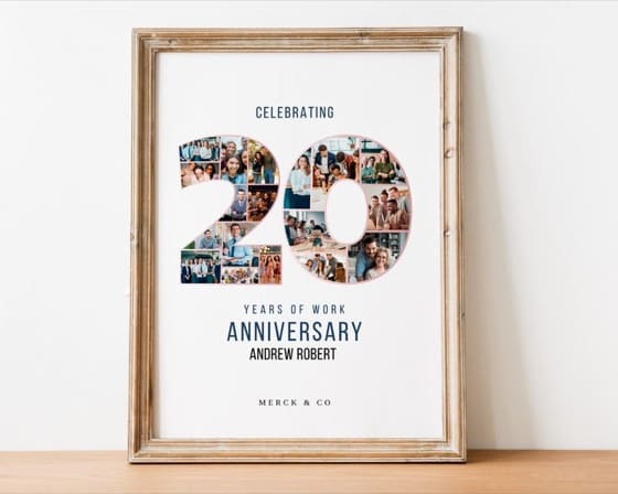 20th Work Anniversary Photo Collage Gift (Digital Download)