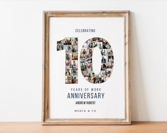 10th Work Anniversary Photo Collage Gift (Digital File)