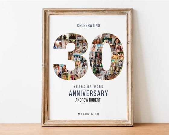 30th Work Anniversary Photo Collage Gift (Digital Download)