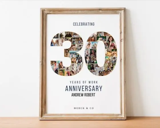 30th Work Anniversary Photo Collage Gift (Digital Download)