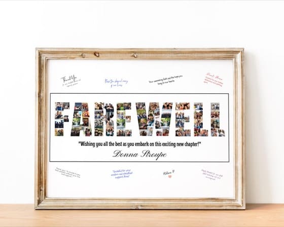 Farewell gift, Retirement gift for Coworker Boss, Graduation gift, Boss leaving Going away, goodbye gift, retirement guestbook photo collage