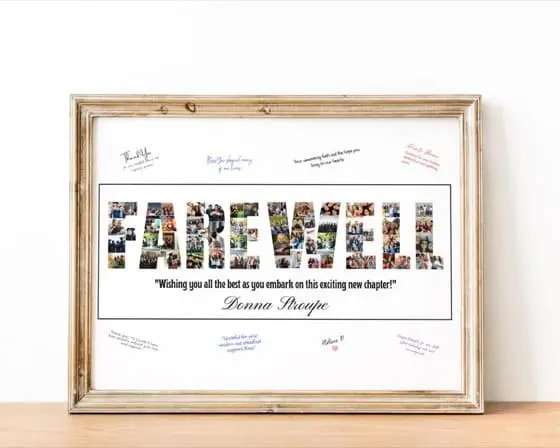 Farewell gift, Retirement gift for Coworker Boss, Graduation gift, Boss leaving Going away, goodbye gift, retirement guestbook photo collage