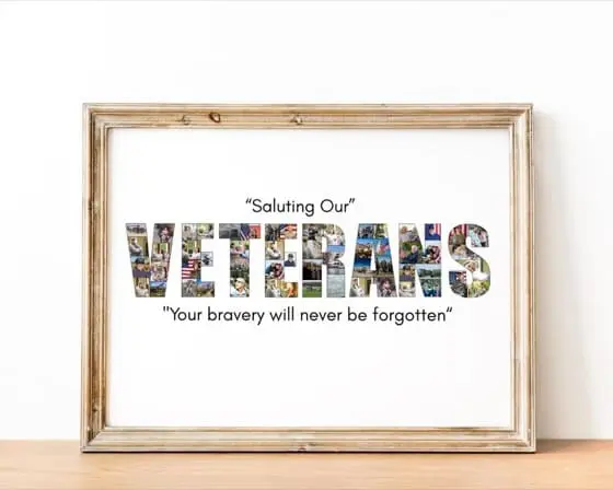 Personalized Veterans Day Photo Collage: Patriotic Military Gift (Digital Download Canva Template)