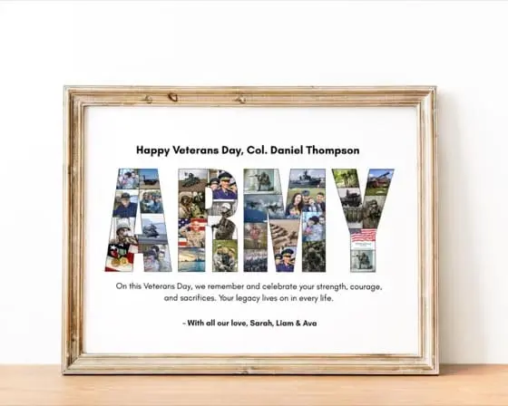 Custom Army Photo Collage: Military Retirement Gift (Digital Download, Canva Template