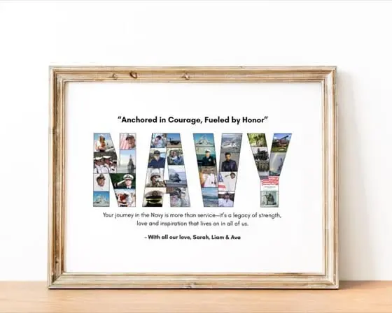 Navy Photo Collage: Retirement Gift, Canva Template (Digital Download)
