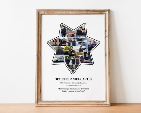 Sheriff Badge Photo Collage: Custom Law Enforcement Retirement Gift (Digital File),Starbadge photocollage