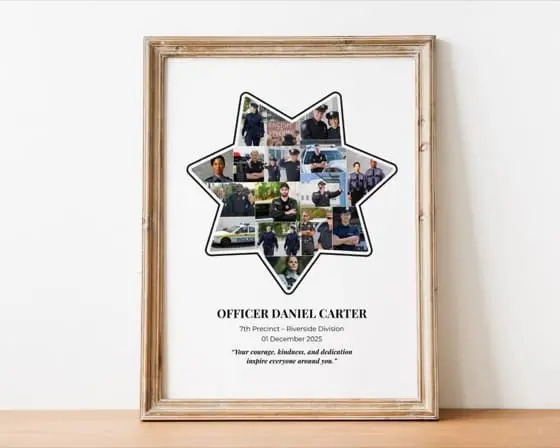 Sheriff Badge Photo Collage: Custom Law Enforcement Retirement Gift (Digital File),Starbadge photocollage