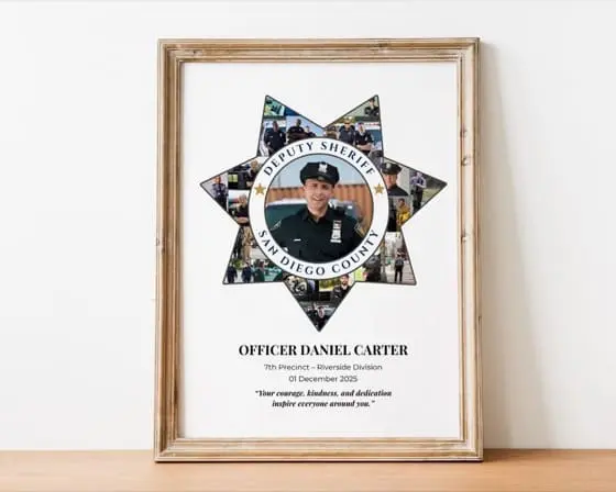 Sheriff Badge Photo Collage: Custom Law Enforcement Retirement Gift (Digital File)