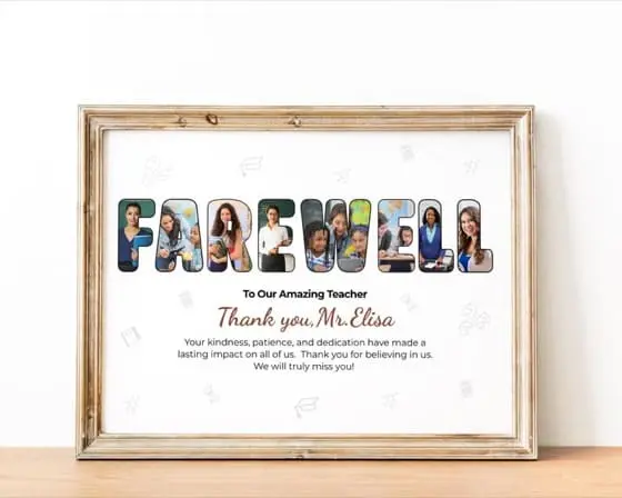 Gift for Teacher from Students, Personalized Teacher Photo Collage, Retirement Keepsake, End of School Year