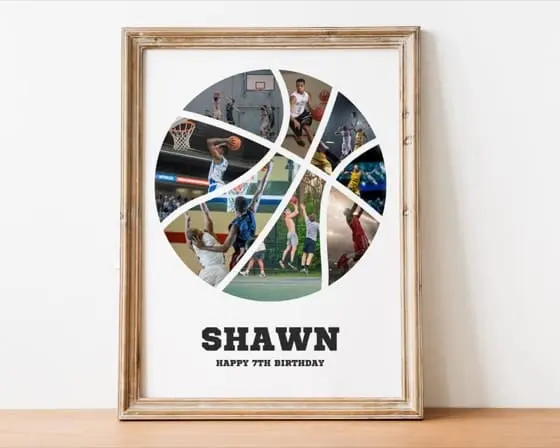 Basketball Photo Collage Template Senior Night Gift Editable Canva Basketball Gifts for Players Digital Download Coach Gifts