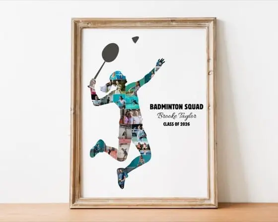 Badminton Smash Photo Collage | Personalized Player Gift (Digital File)