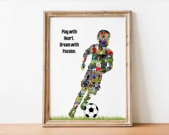 Football Boy Silhouette Photo Collage | Soccer Kids Canva Template