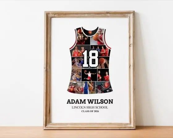 Basketball Jersey Photo Collage Template, Senior Night Poster, Class of 2026 (Digital Download)