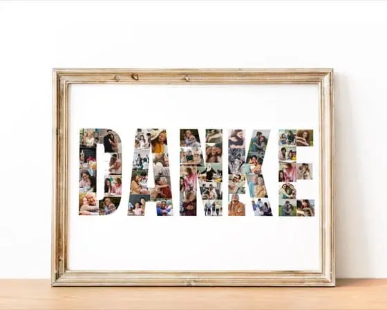 Danke Photo Collage Thank You Poster Custom Thank You Message Appreciation Collage Gift for Mom Teacher Coach Friends