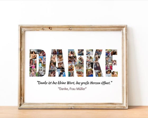 Danke Photo Collage Thank You Poster Custom Thank You Message Appreciation Collage Gift for Mom Teacher Coach Friends