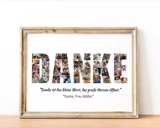 Danke Photo Collage Thank You Poster Custom Thank You Message Appreciation Collage Gift for Mom Teacher Coach Friends