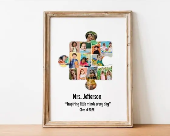 Personalized Teacher Photo Puzzle Collage, Classroom Keepsake (Digital Download)