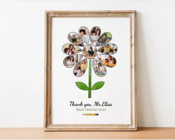 Personalized Teacher Photo Flower Print – End of Year Gift (Digital Download)